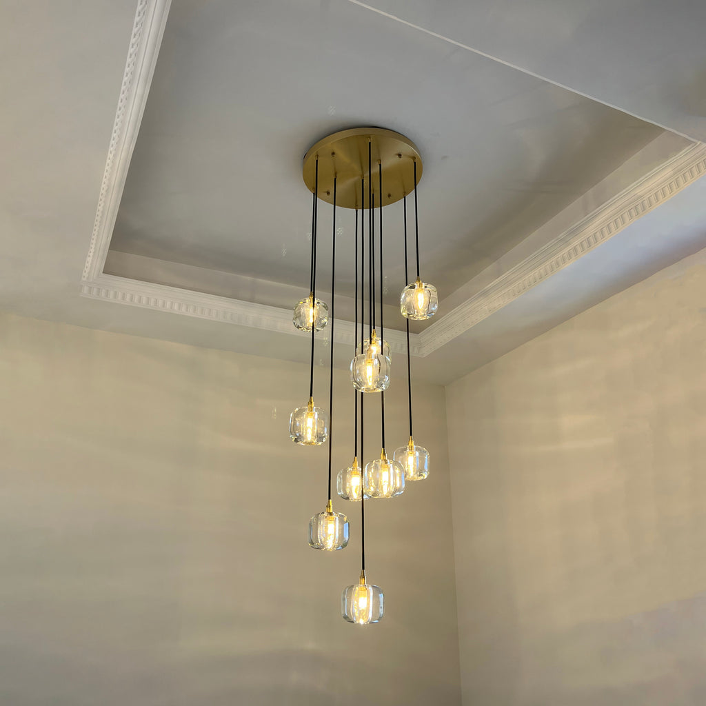 24 Inch Clear Crystal Cube Cascading Chandelier – Cubice