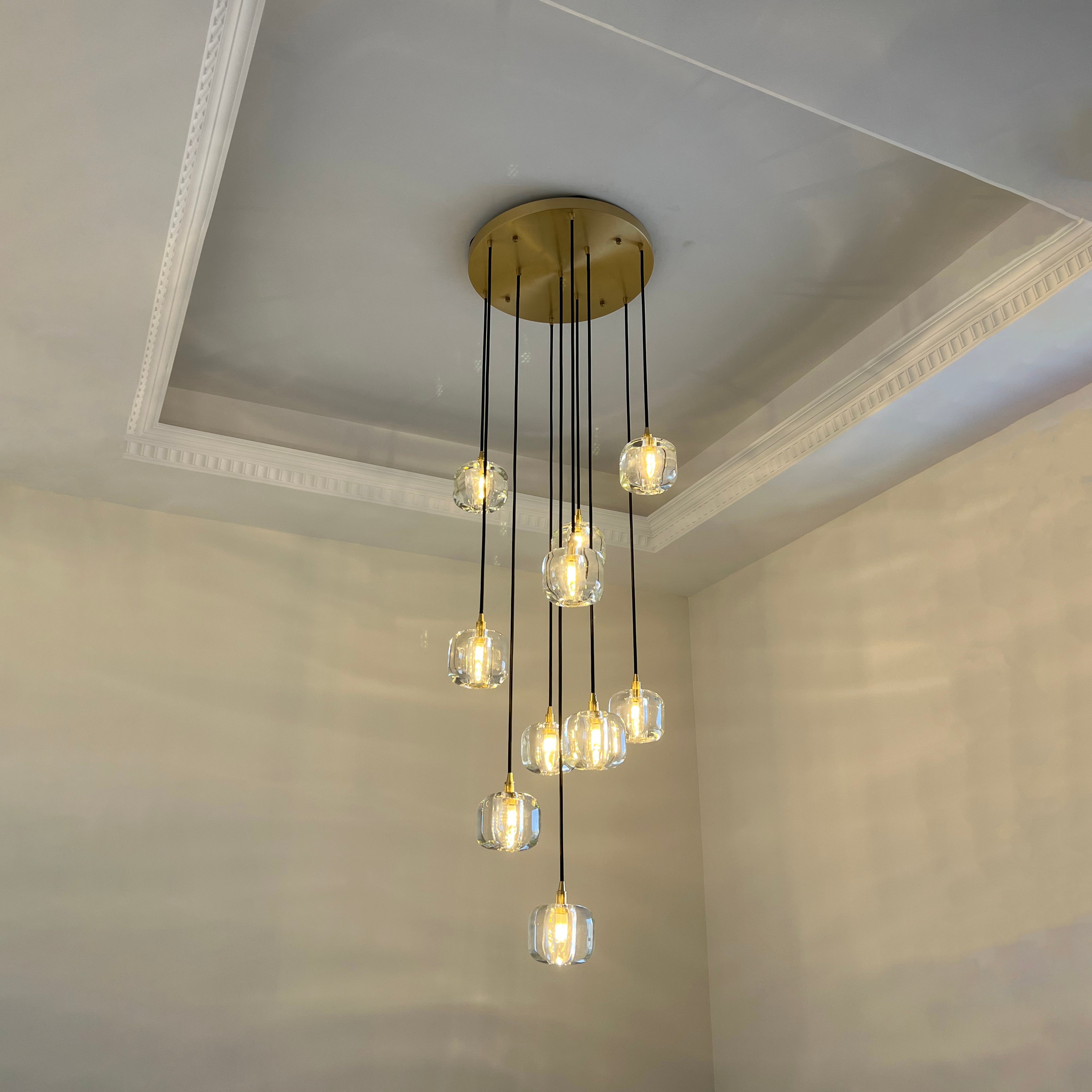 24 Inch Clear Crystal Cube Cascading Chandelier – Cubice