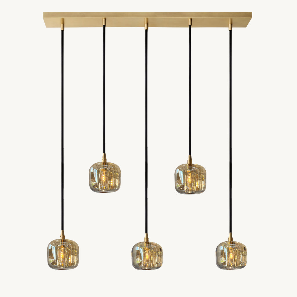 36 Inch Amber Crystal Cube Linear Chandelier – Cubice