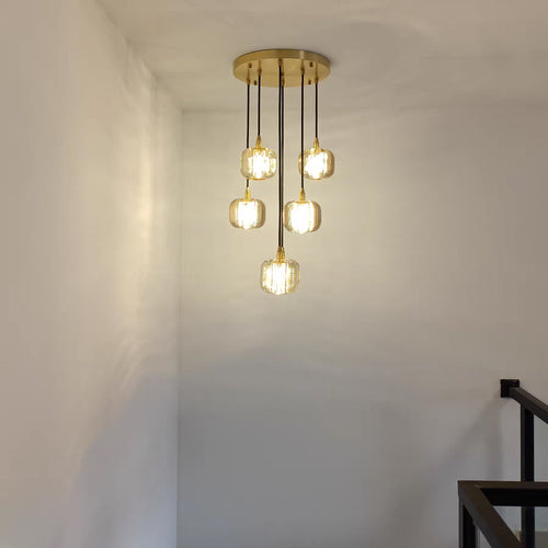 18 Inch Amber Crystal Cube Cascading Chandelier – Cubice