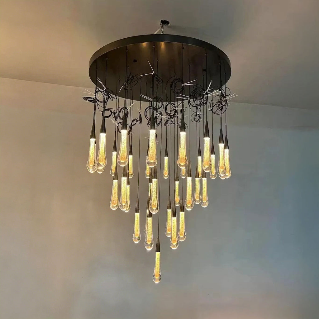36 Inch Seeded Glass Raindrop Chandelier - Soltaire