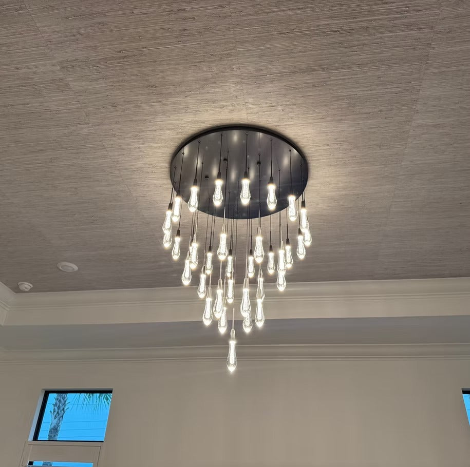 36 Inch Seeded Glass Raindrop Chandelier - Soltaire