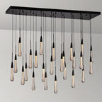 50 Inch Seeded Glass Raindrop Rectangular Chandelier - Soltaire