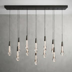 37 Inch Seeded Glass Raindrop Rectangular Chandelier - Soltaire