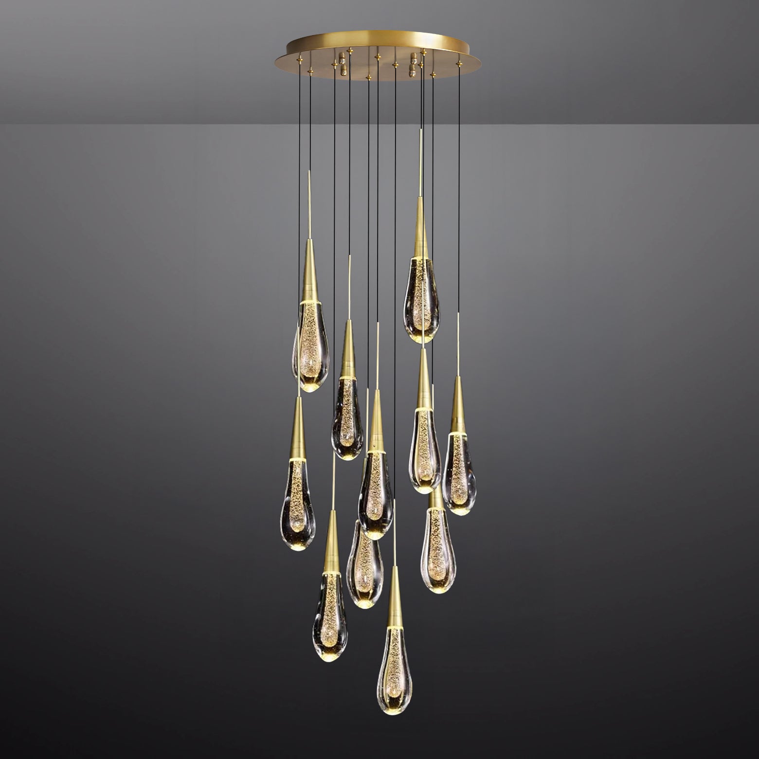 24 Inch Teardrop Glass Round Chandelier – Meteor