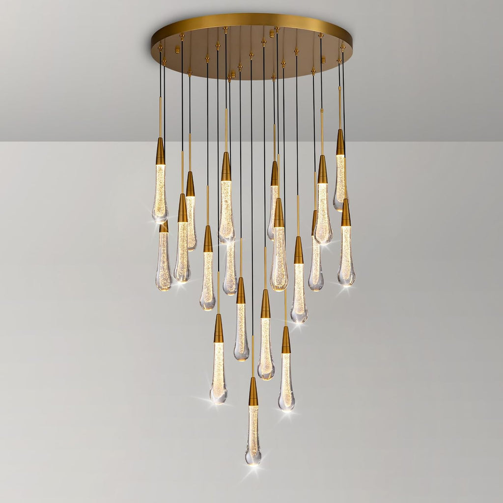 24 Inch Seeded Glass Raindrop Chandelier - Soltaire