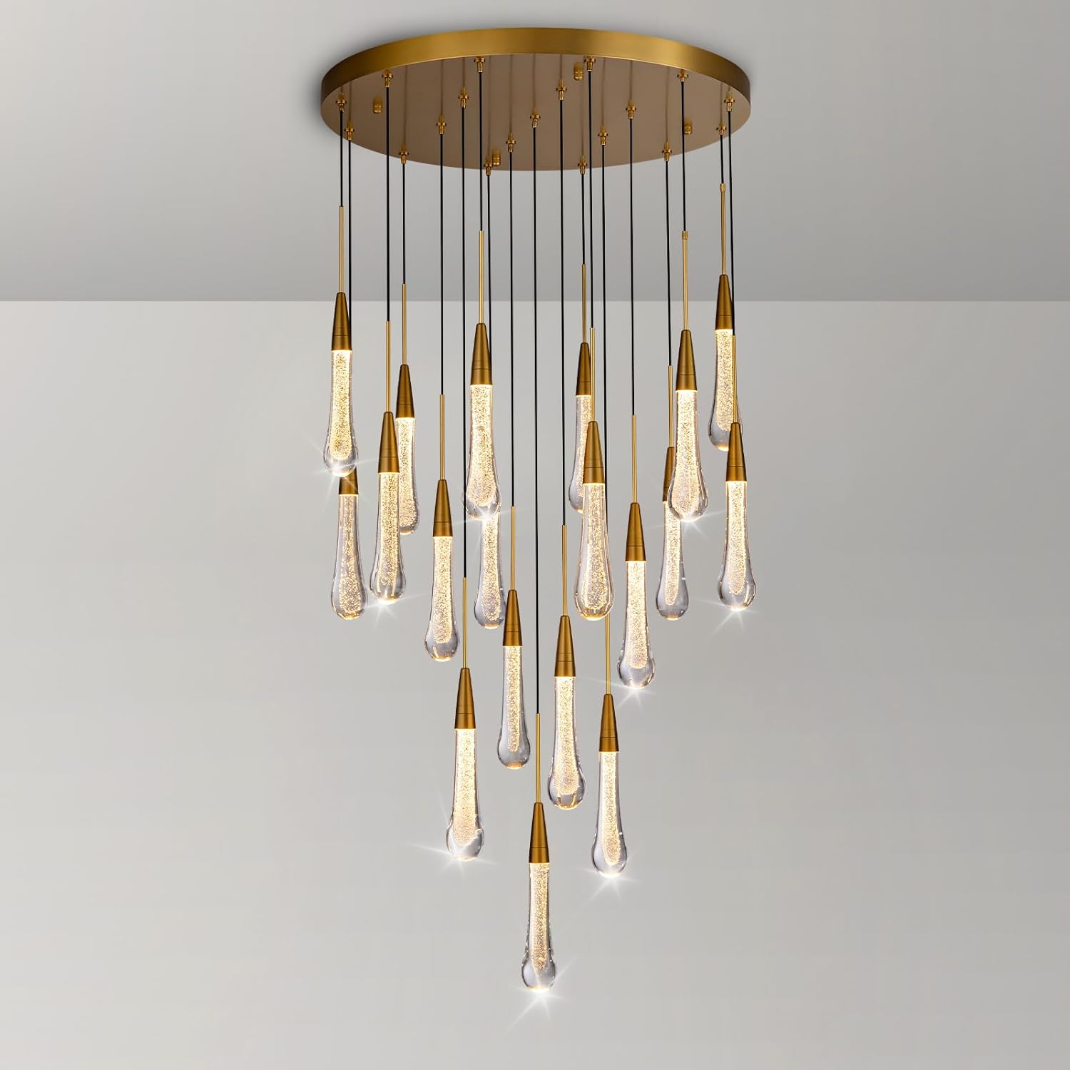 24 Inch Seeded Glass Raindrop Chandelier - Soltaire