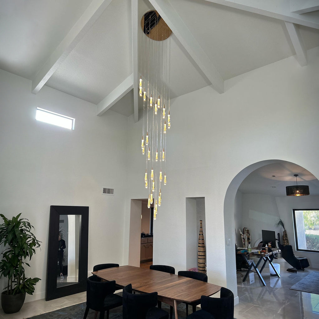 24 Inch Seeded Glass Raindrop Chandelier - Soltaire