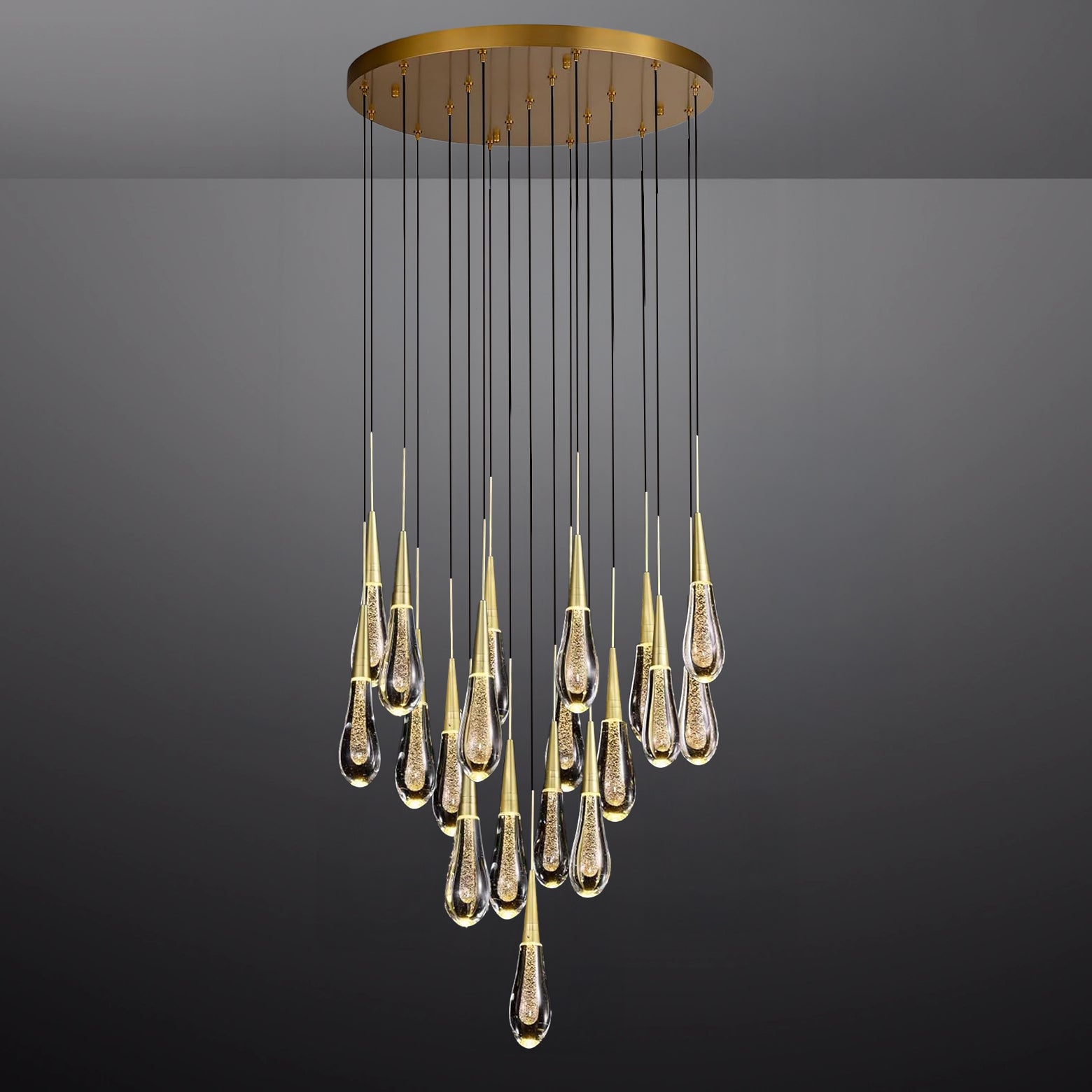 36 Inch Teardrop Glass Round Chandelier – Meteor