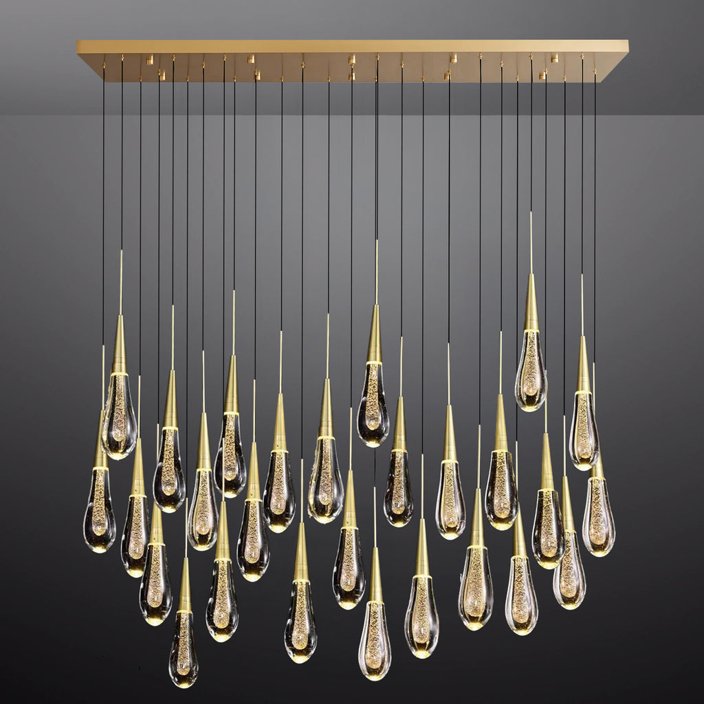 72 Inch Teardrop Glass Rectangular Chandelier – Meteor