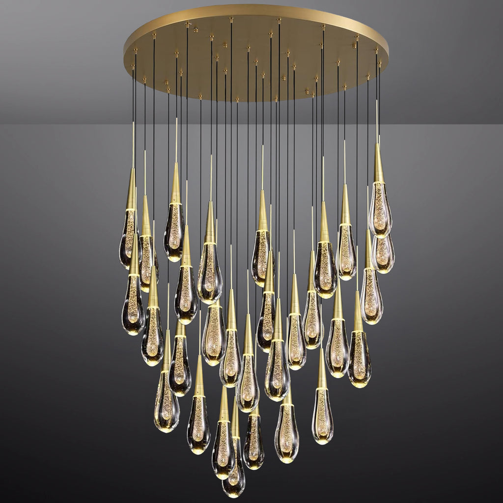 48 Inch Teardrop Glass Round Chandelier – Meteor