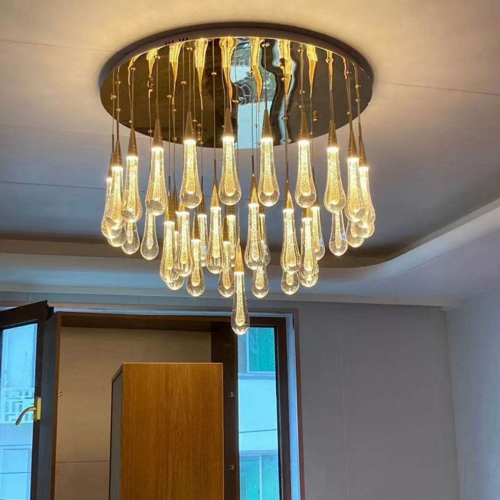 48 Inch Teardrop Glass Round Chandelier – Meteor