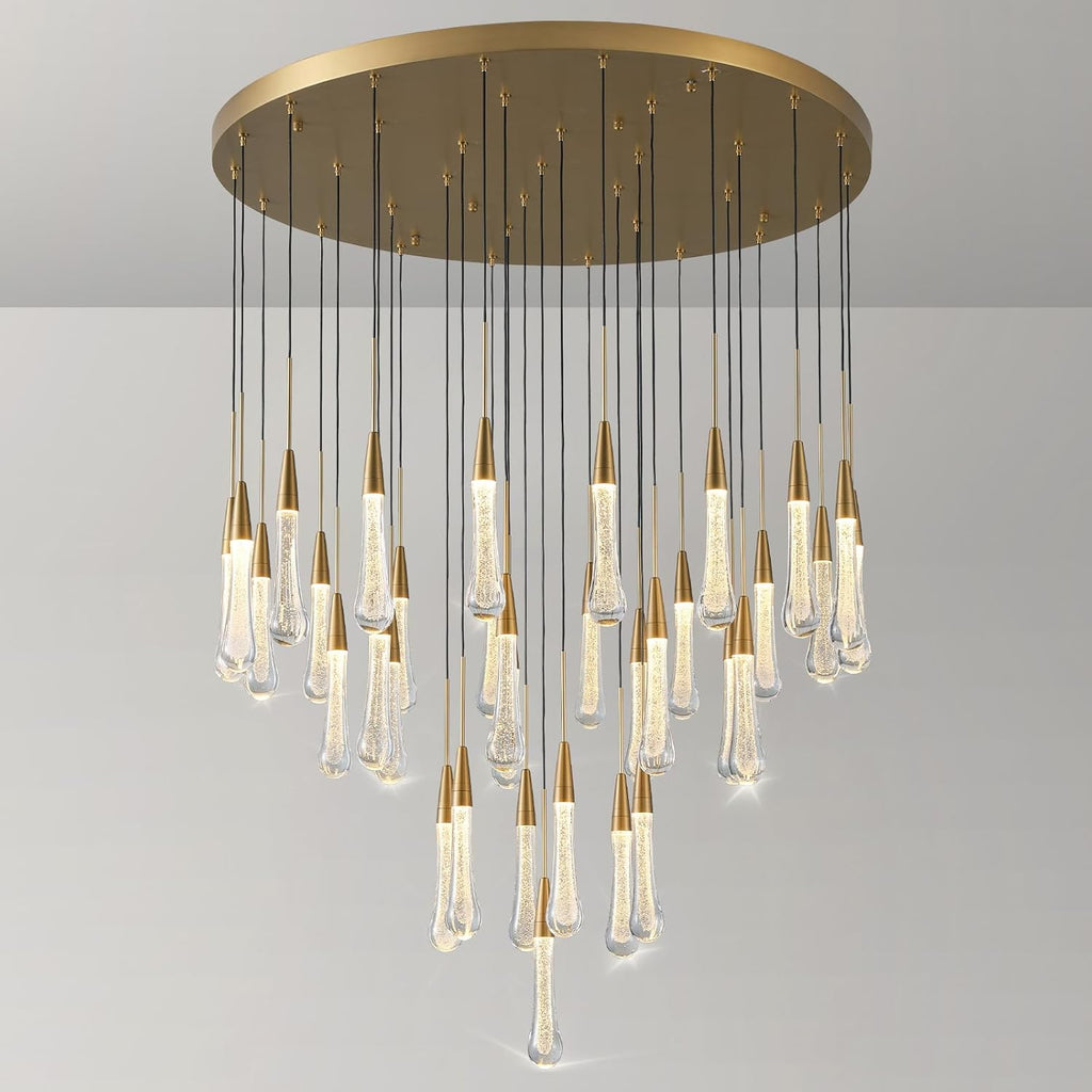 36 Inch Seeded Glass Raindrop Chandelier - Soltaire