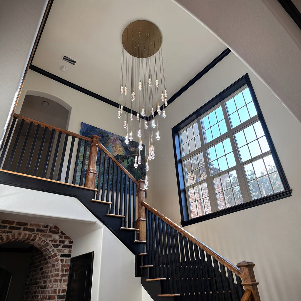 36 Inch Seeded Glass Raindrop Chandelier - Soltaire