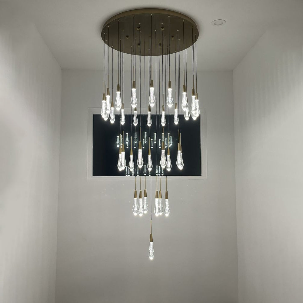 36 Inch Seeded Glass Raindrop Chandelier - Soltaire