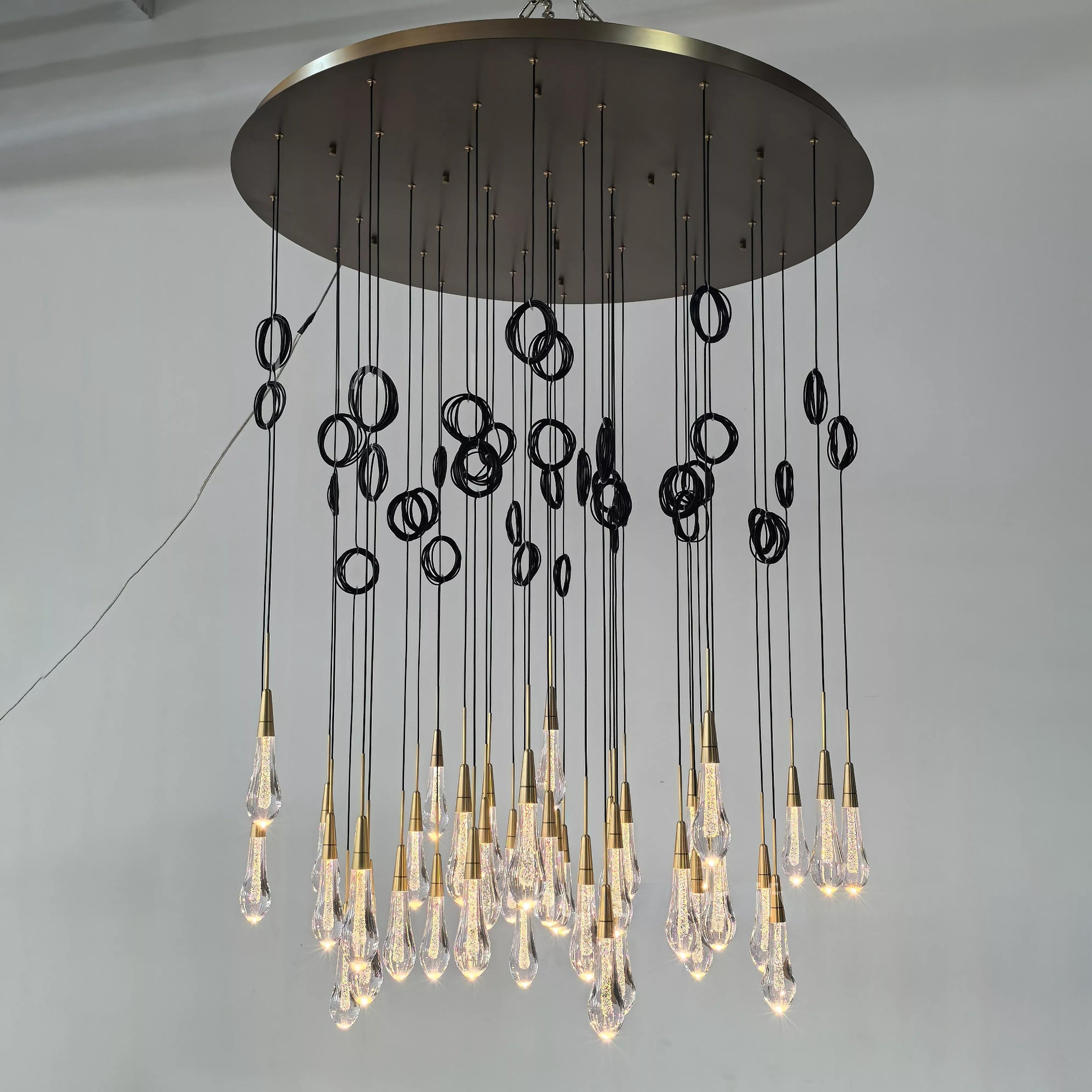 58 Inch Seeded Glass Raindrop Chandelier - Soltaire
