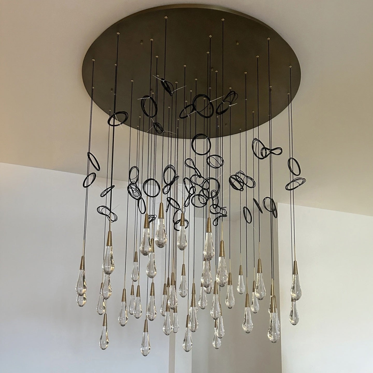 58 Inch Seeded Glass Raindrop Chandelier - Soltaire