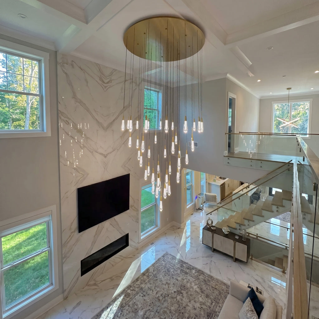 58 Inch Seeded Glass Raindrop Chandelier - Soltaire