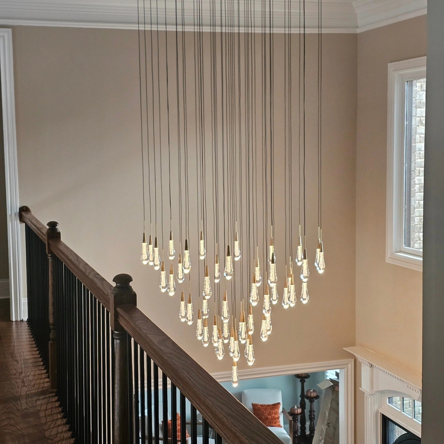 58 Inch Seeded Glass Raindrop Chandelier - Soltaire