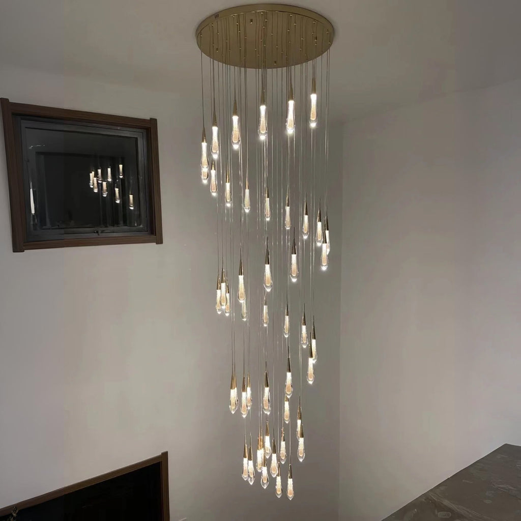 60 Inch Teardrop Glass Round Chandelier – Meteor