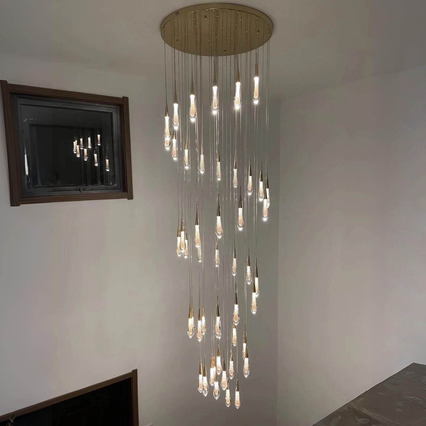 60 Inch Teardrop Glass Round Chandelier – Meteor