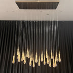 50 Inch Seeded Glass Raindrop Rectangular Chandelier - Soltaire