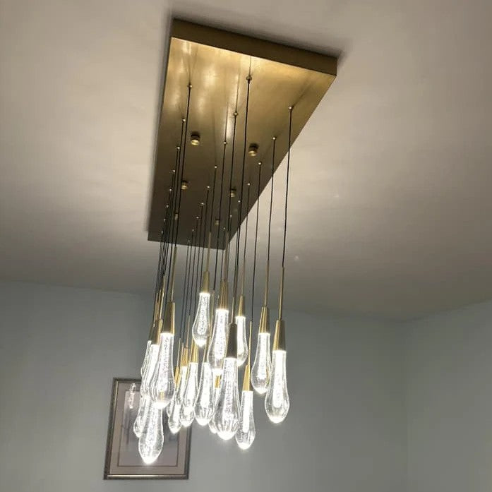 50 Inch Seeded Glass Raindrop Rectangular Chandelier - Soltaire