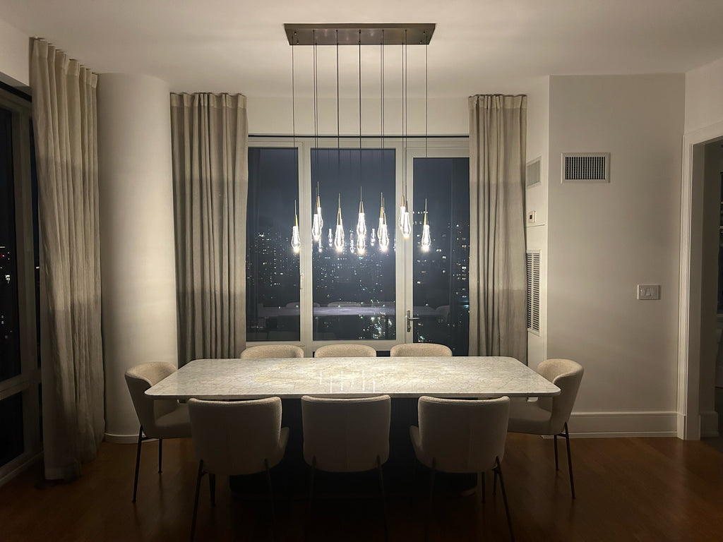 37 Inch Seeded Glass Raindrop Rectangular Chandelier - Soltaire
