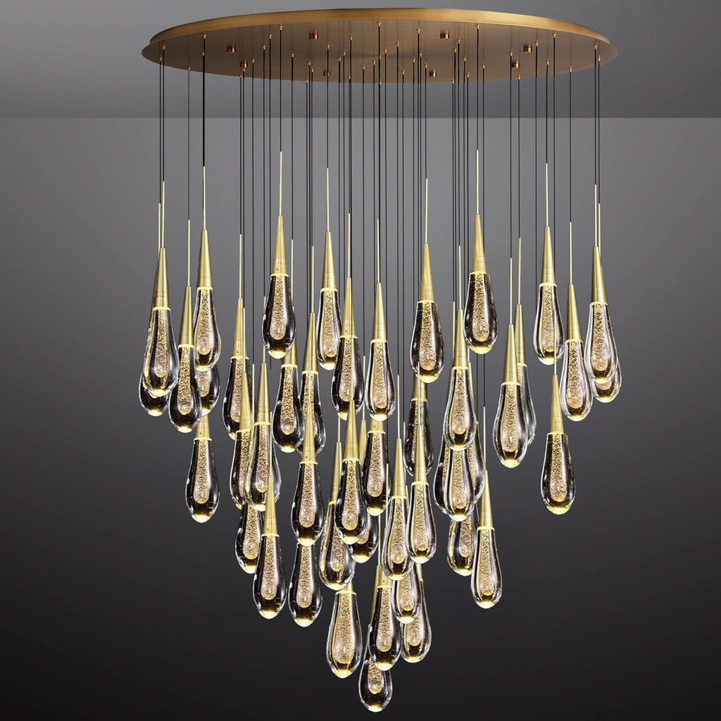 60 Inch Teardrop Glass Round Chandelier – Meteor