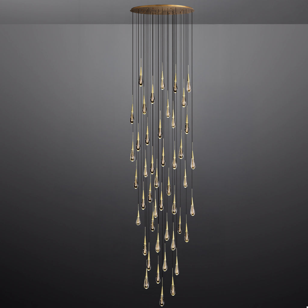 60 Inch Teardrop Glass Round Chandelier – Meteor