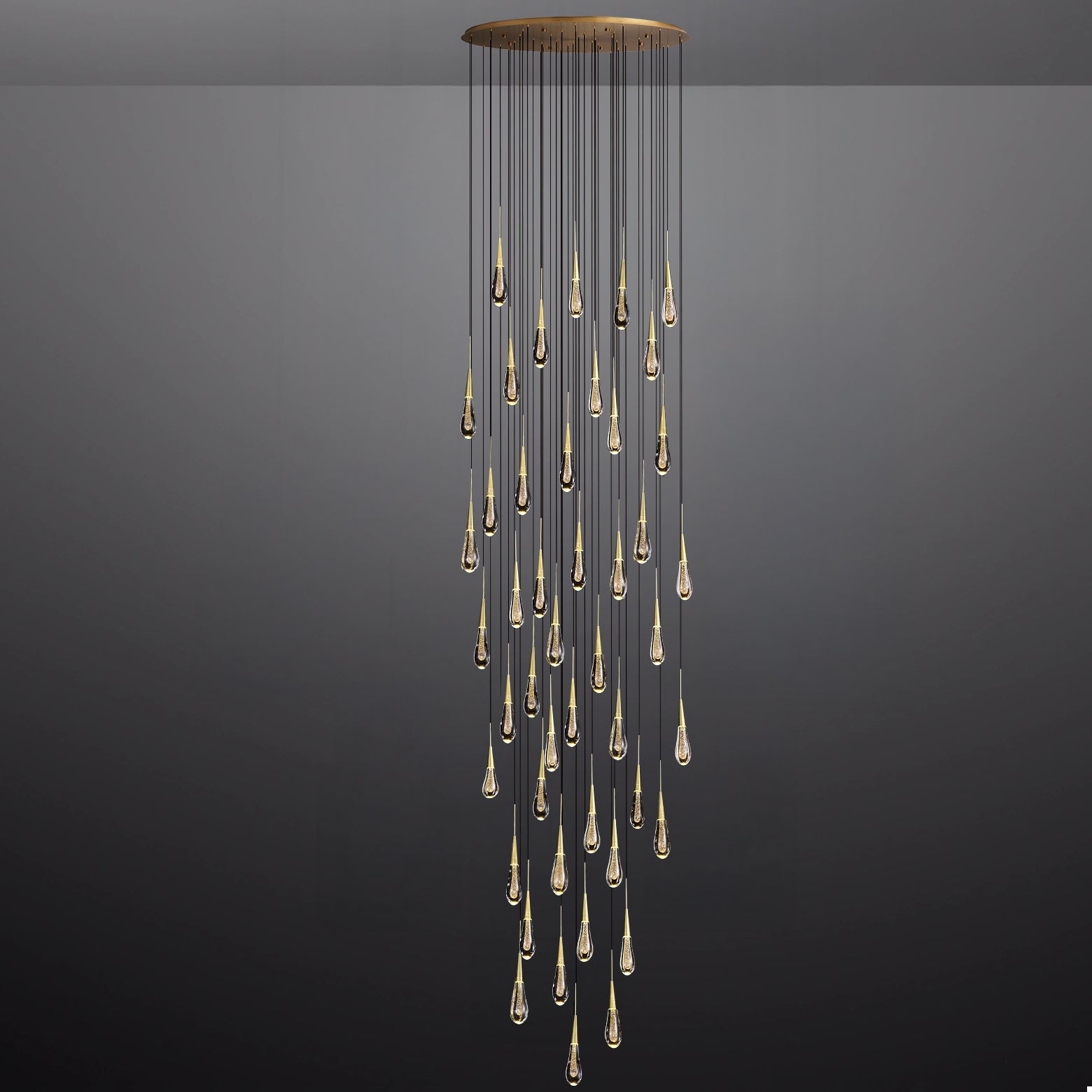 60 Inch Teardrop Glass Round Chandelier – Meteor