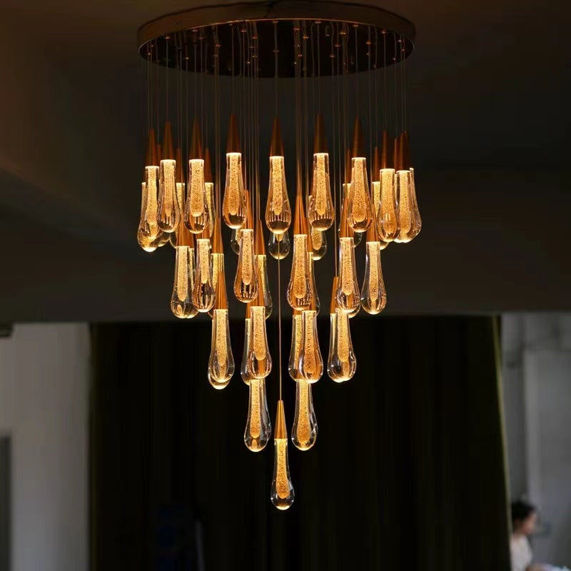 60 Inch Teardrop Glass Round Chandelier – Meteor