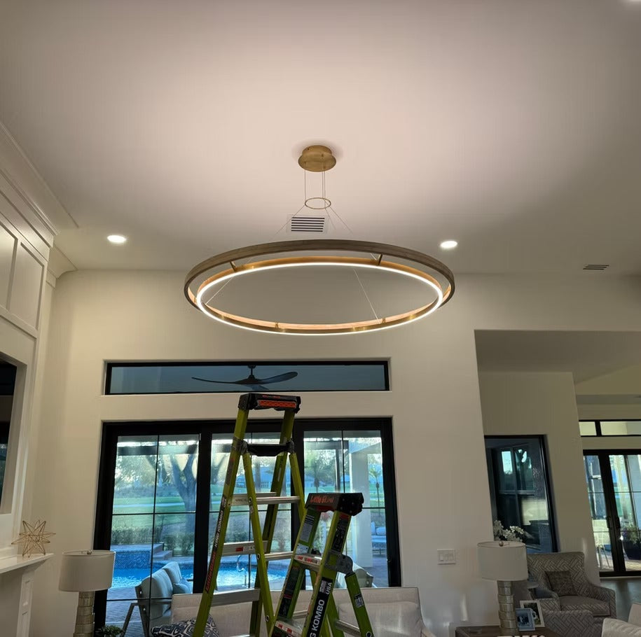 60 Inch Oak Ring LED Chandelier - Grace