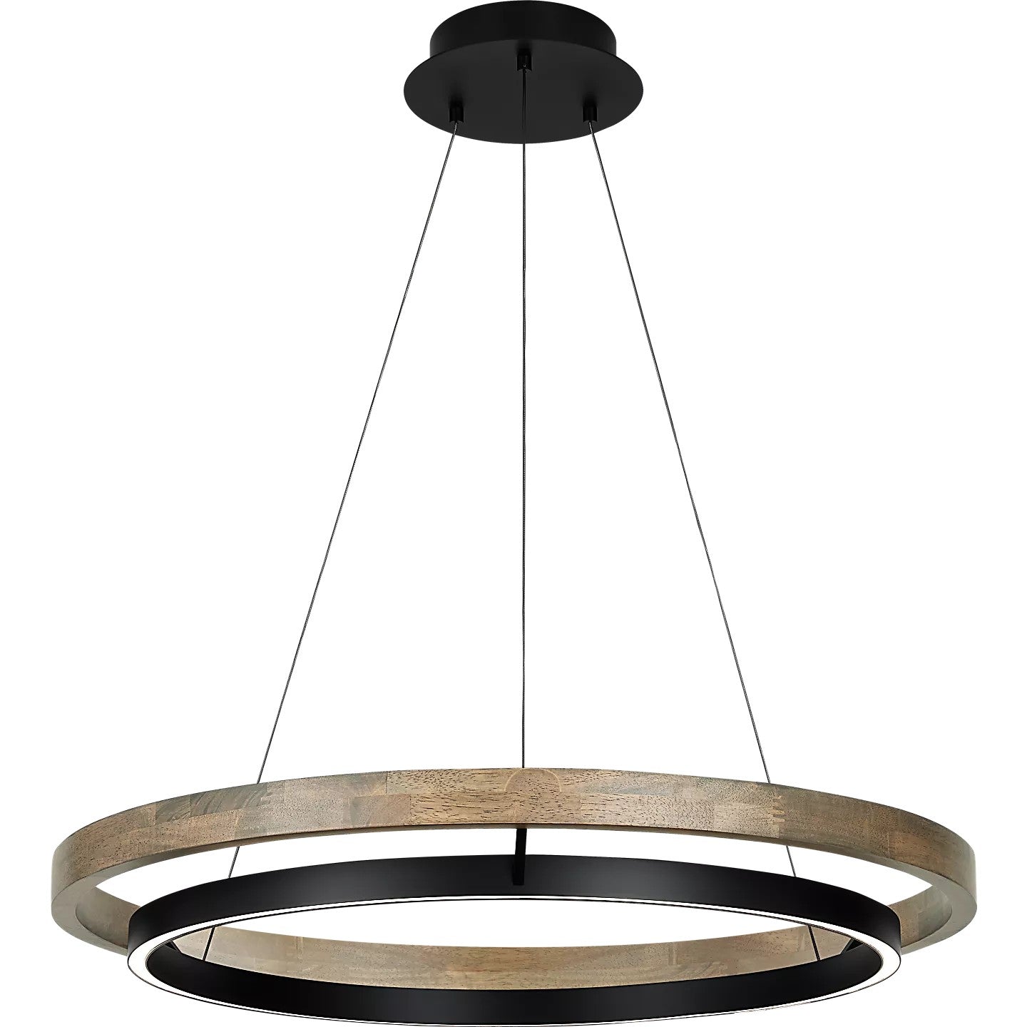 39 Inch Ring LED Wood Chandelier - Grace
