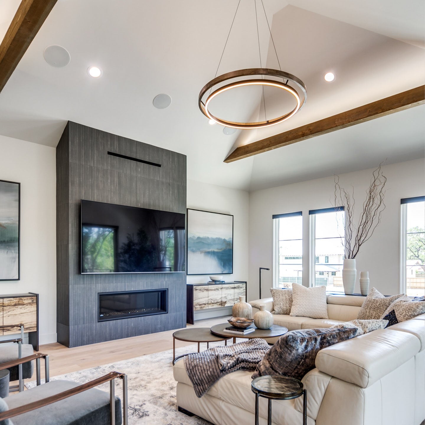 48 Inch Oak Ring LED Chandelier - Grace