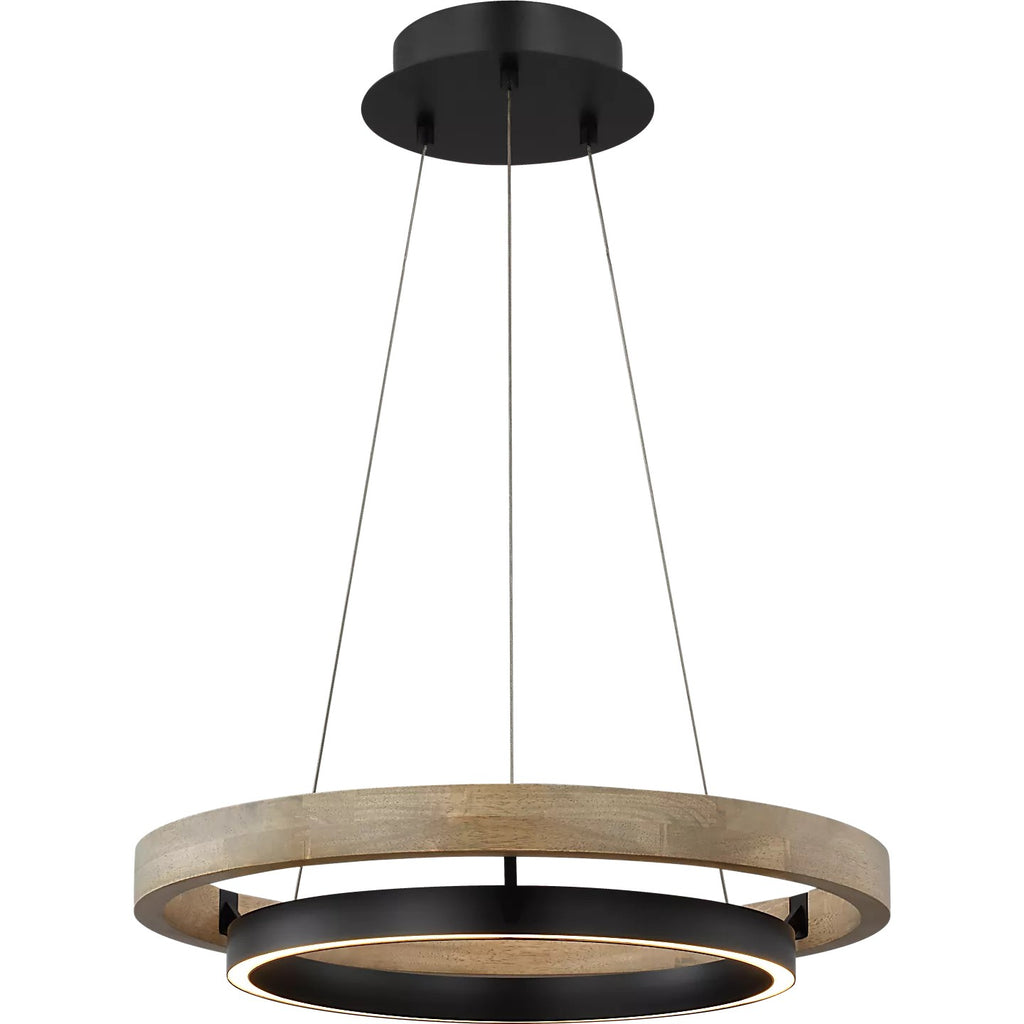 24 Inch Ring LED Wood Chandelier - Grace