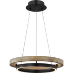 24 Inch Ring LED Wood Chandelier - Grace