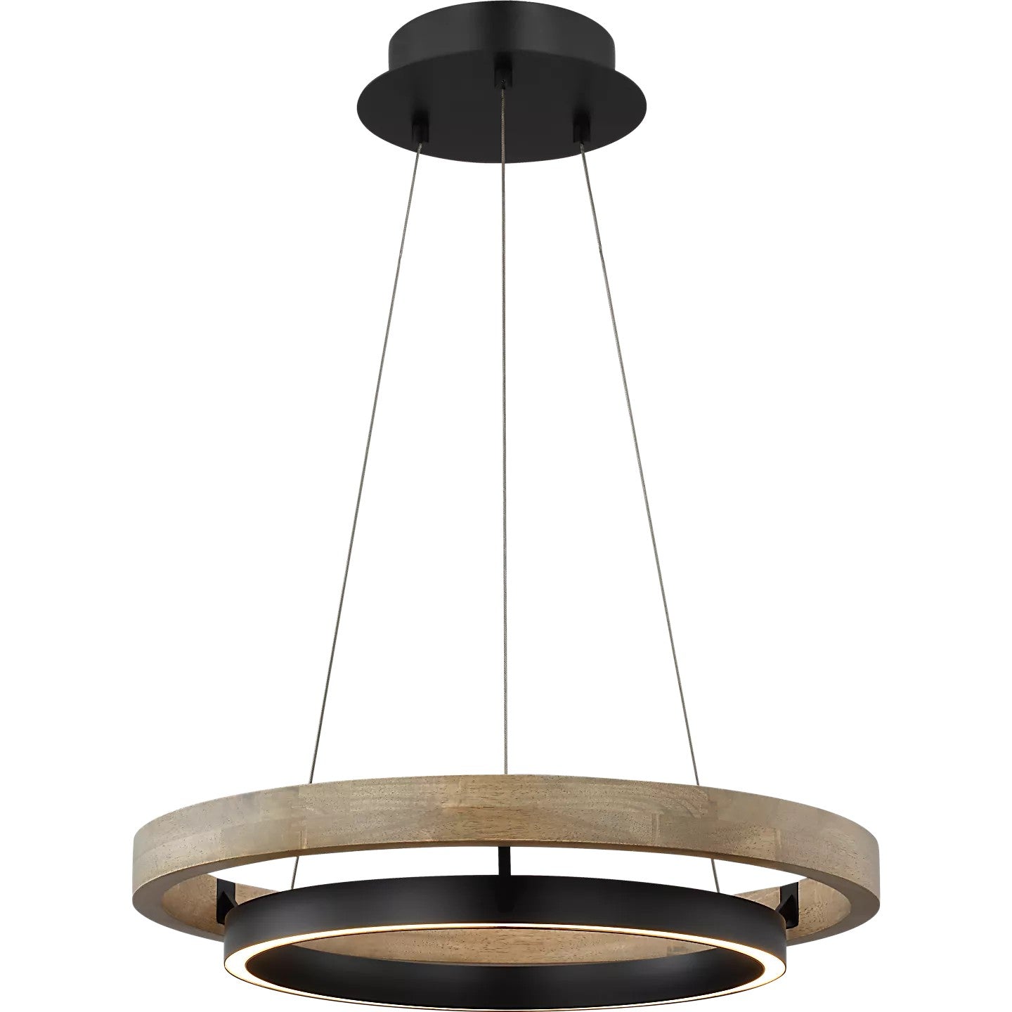 24 Inch Ring LED Wood Chandelier - Grace