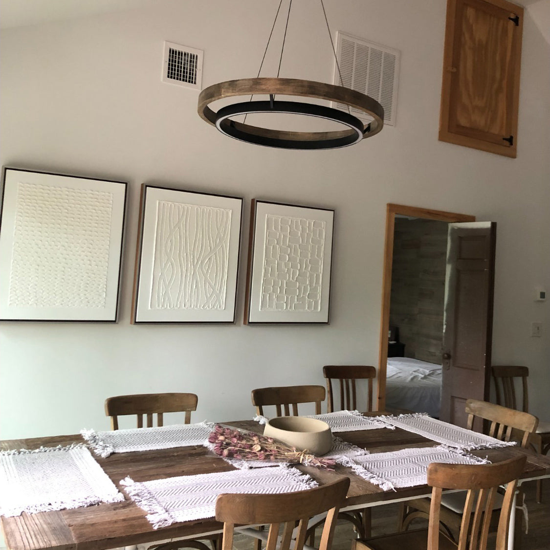 24 Inch Oak Ring LED Chandelier - Grace