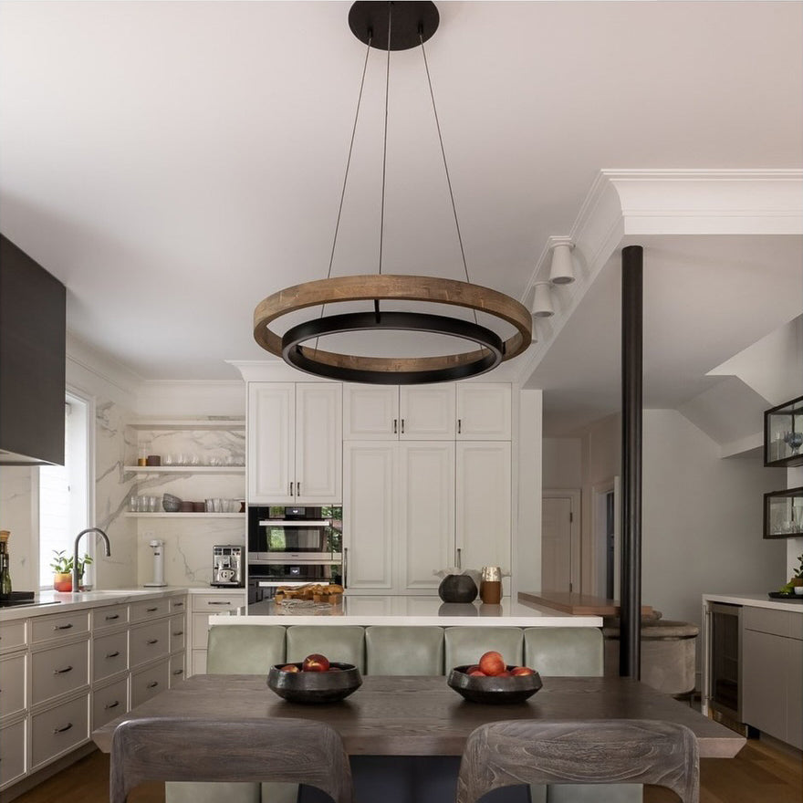 24 Inch Oak Ring LED Chandelier - Grace