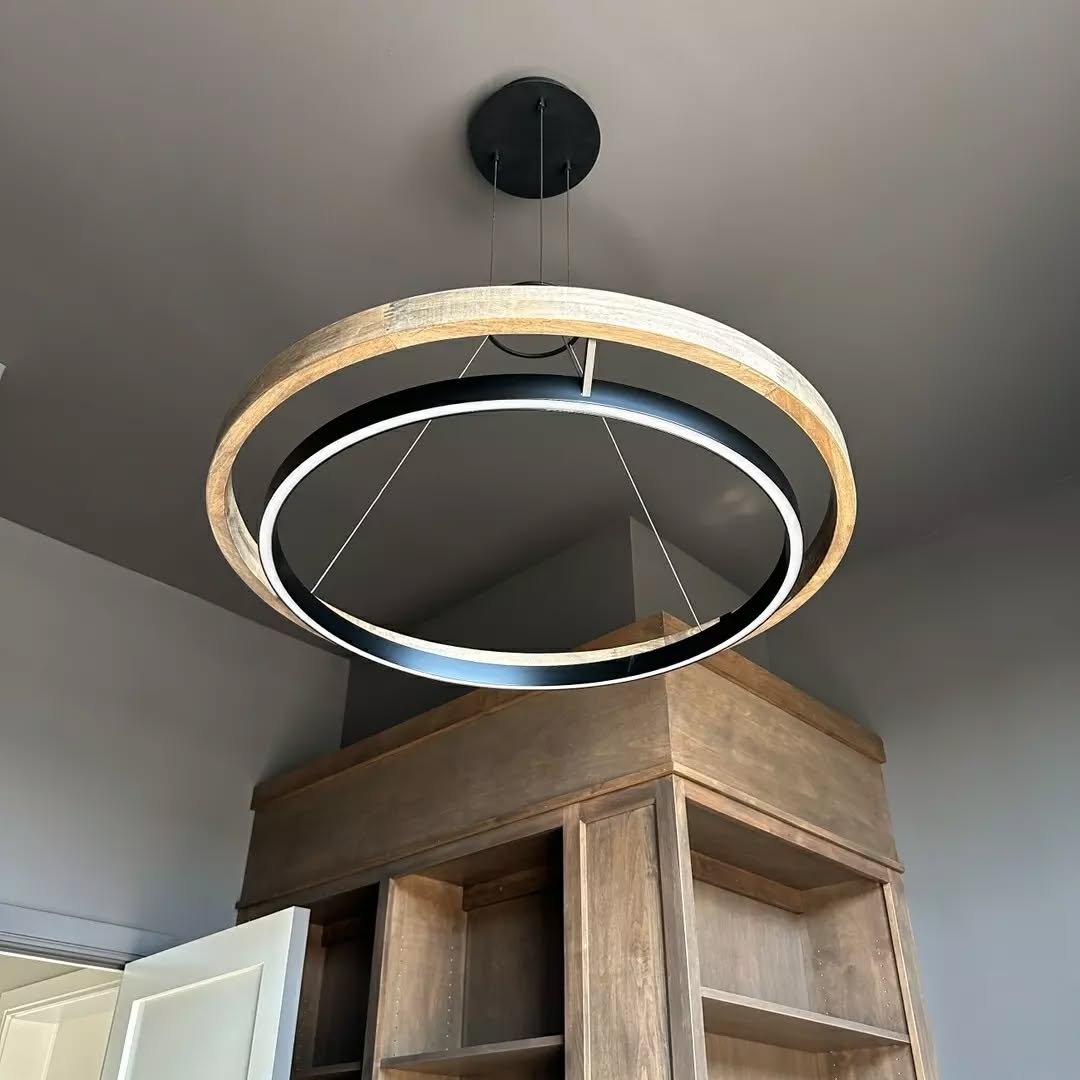 31 Inch Ring LED Wood Chandelier - Grace