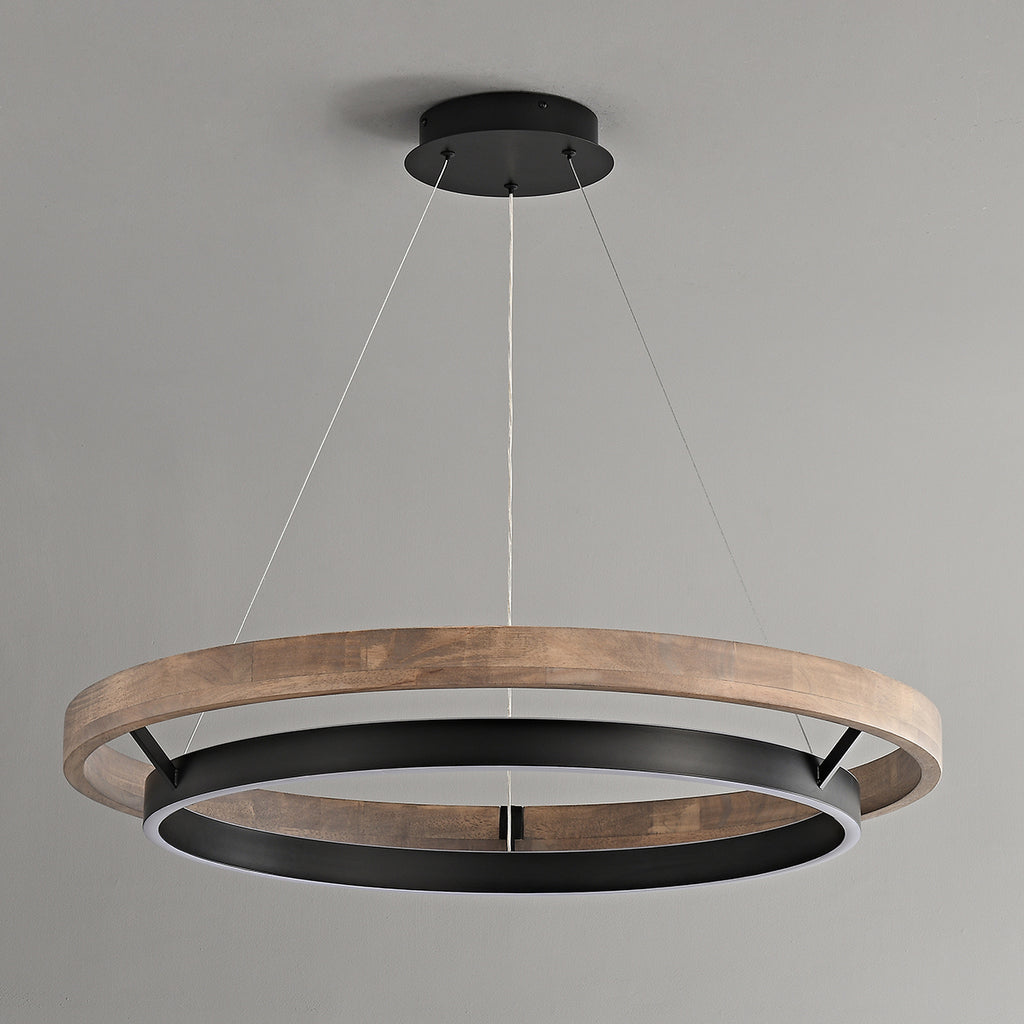 31 Inch Ring LED Wood Chandelier - Grace