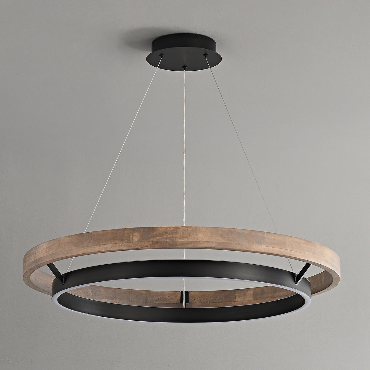 31 Inch Ring LED Wood Chandelier - Grace