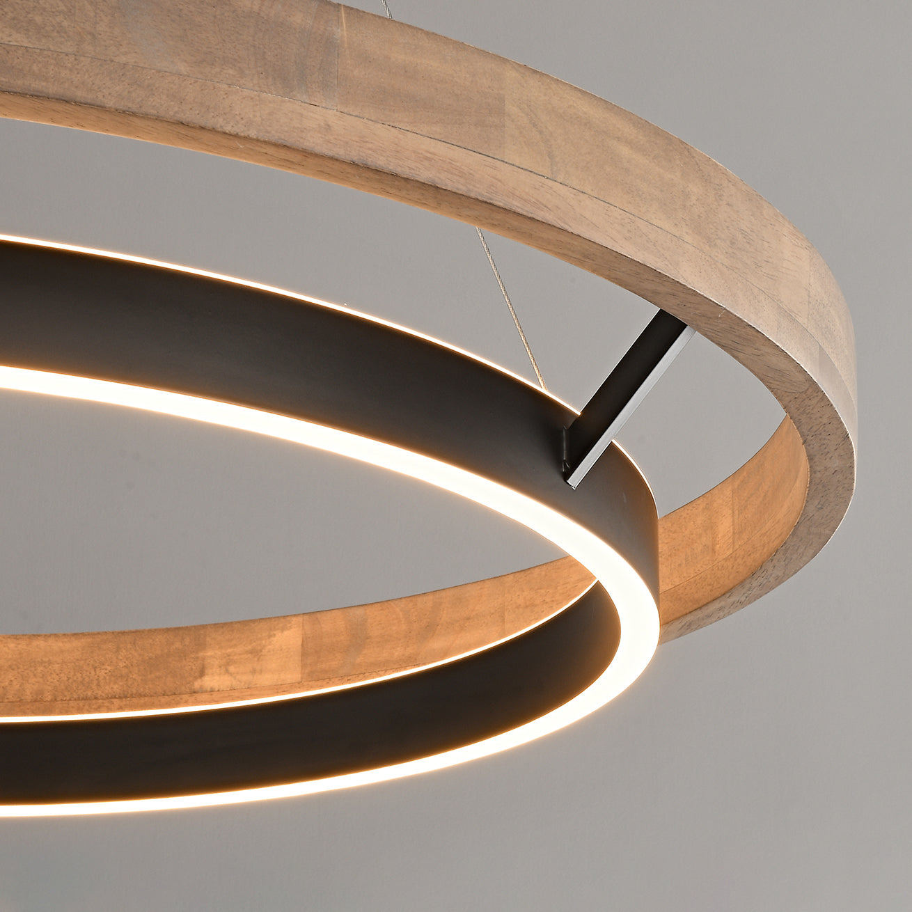 31 Inch Ring LED Wood Chandelier - Grace