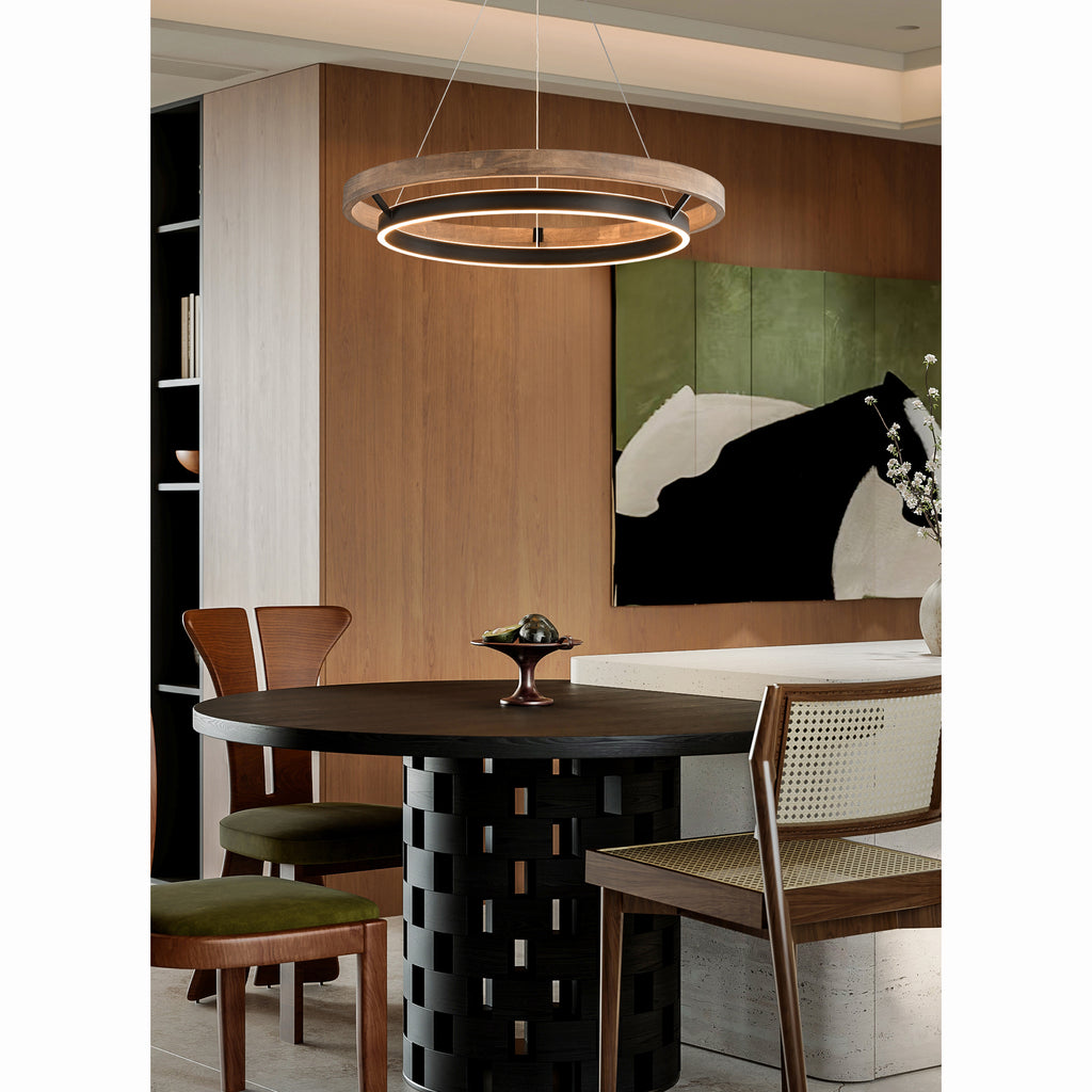 31 Inch Ring LED Wood Chandelier - Grace