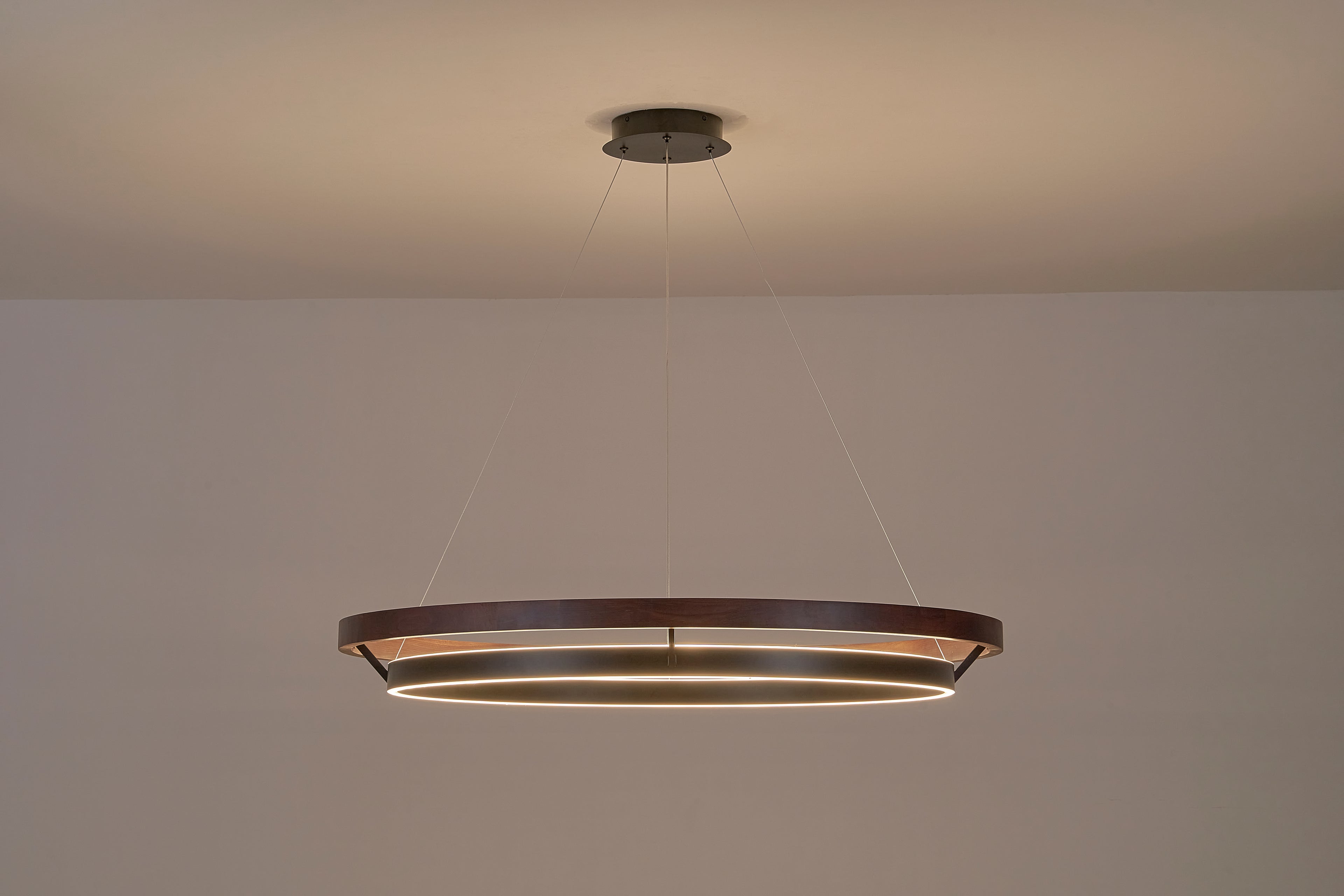 39 Inch Ring LED Walnut Chandelier - Grace