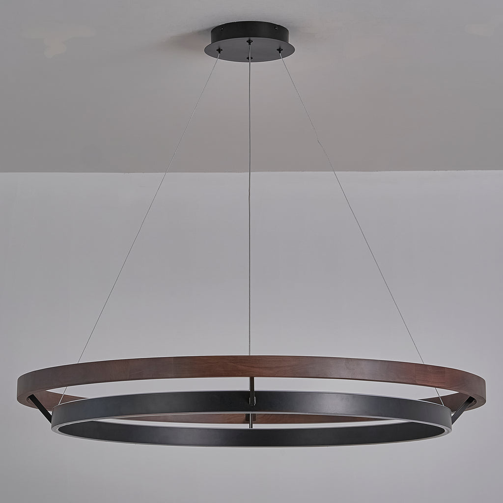 39 Inch Ring LED Walnut Chandelier - Grace