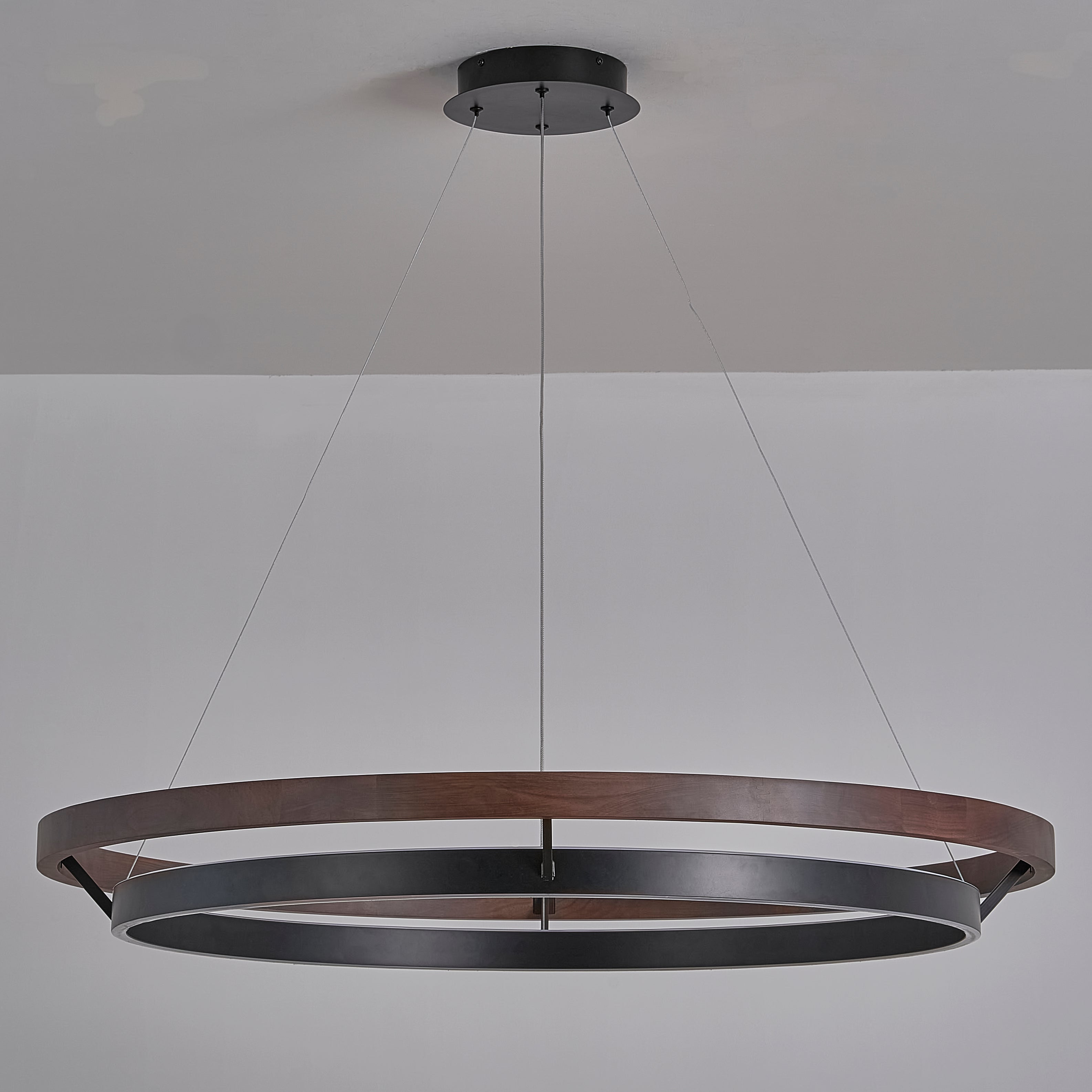39 Inch Ring LED Walnut Chandelier - Grace