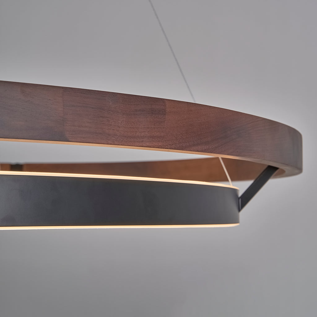 39 Inch Ring LED Walnut Chandelier - Grace
