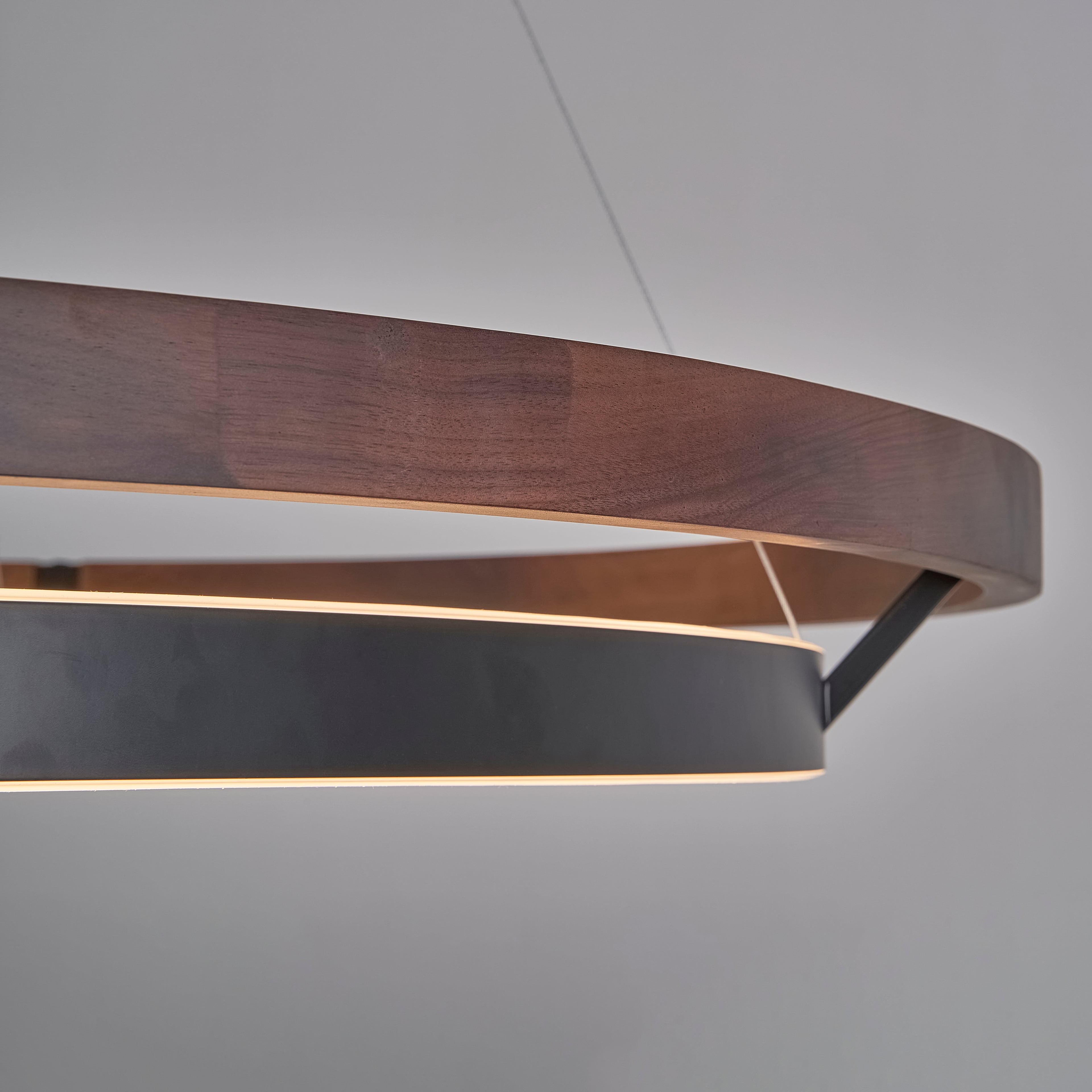 39 Inch Ring LED Walnut Chandelier - Grace